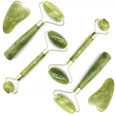 Gua Sha Massage Toolsを備えたRidged Jade Roller